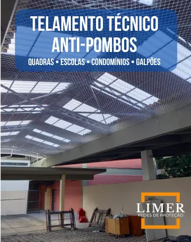 Rede anti pombos industrial instalada em galpão para controle de aves